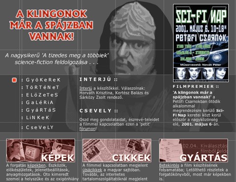 A klingonok már a spájzban vannak! eredeti weboldala